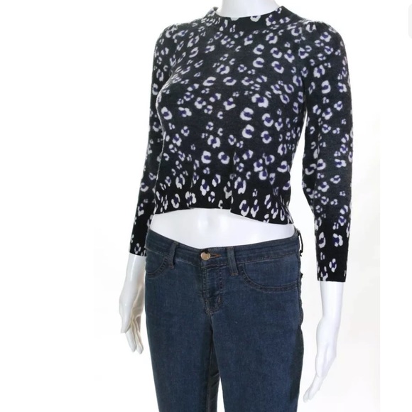 Rebecca Taylor leopard XS wool crew neck sweater - Picture 3 of 4